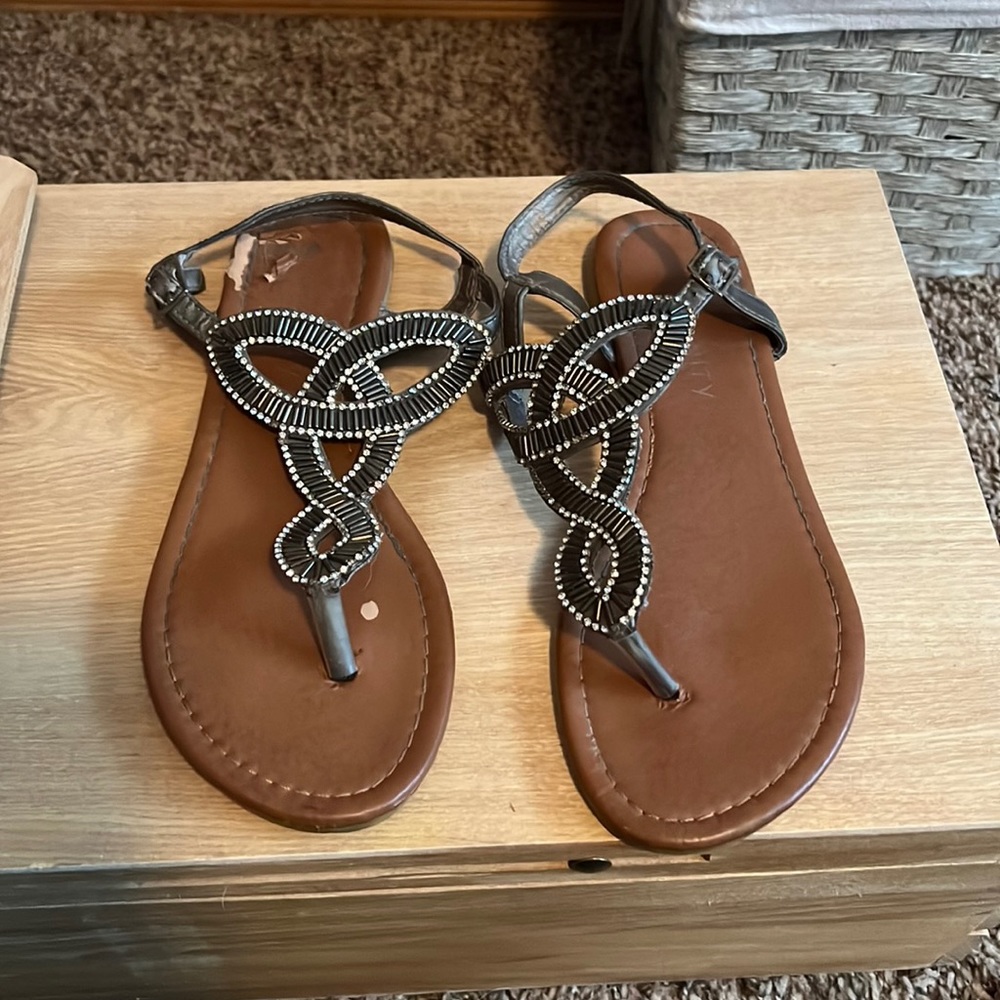 Sparkly Beaded Flat Sandals